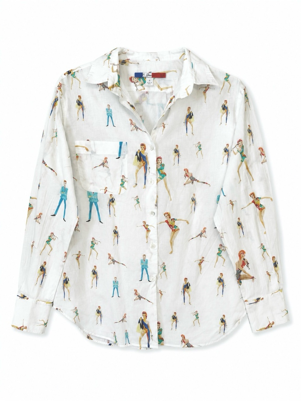 G. Kero Paris David Bowie Print Button-Up Shirt | Size Medium | Designer Blouse